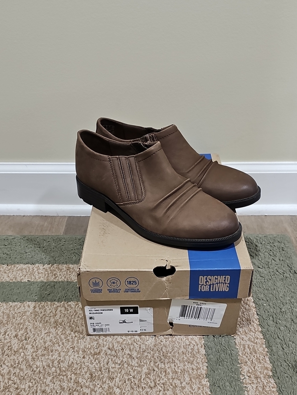 Clarks Taupe Brown Slip-On Low Heel Loafers